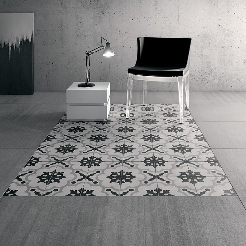 Carrelage Cementine black & white 2 3