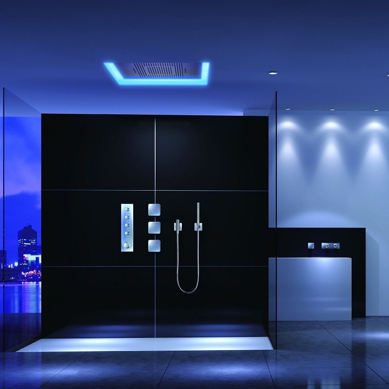 Tete de douche encastre led