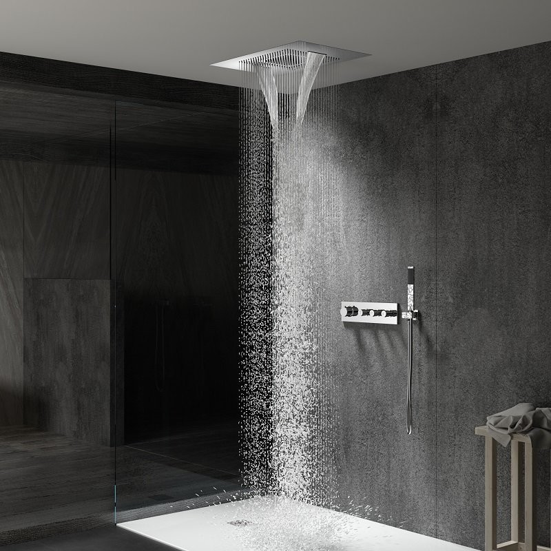 Ensemble thermostatique de douche à effet pluie encastrable - Boxer