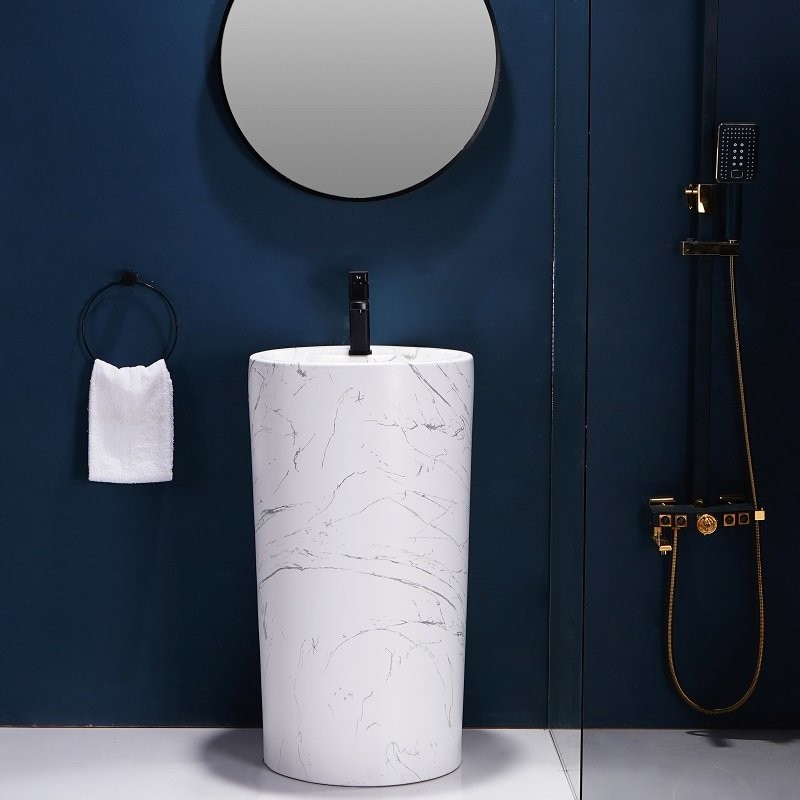 Lavabo colonne marbre blanc mat 