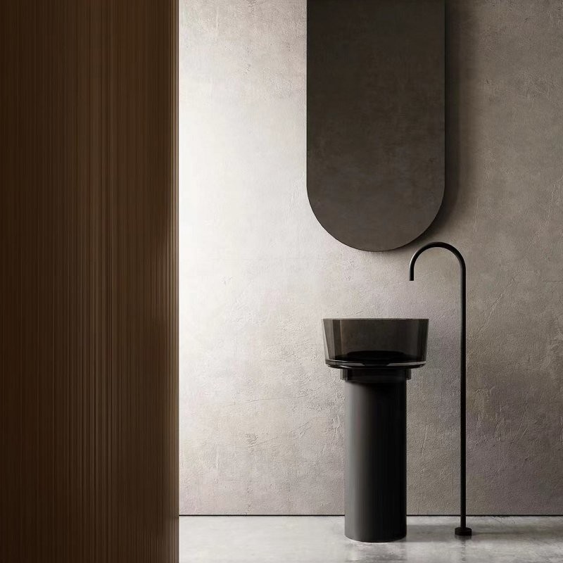 Lavabo colonne noir transparent solid surface