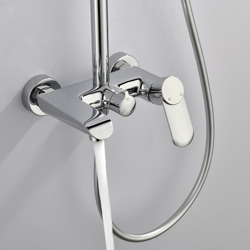 Pommeau douche 3 jets + mitigeur bain douche mural + barre douche