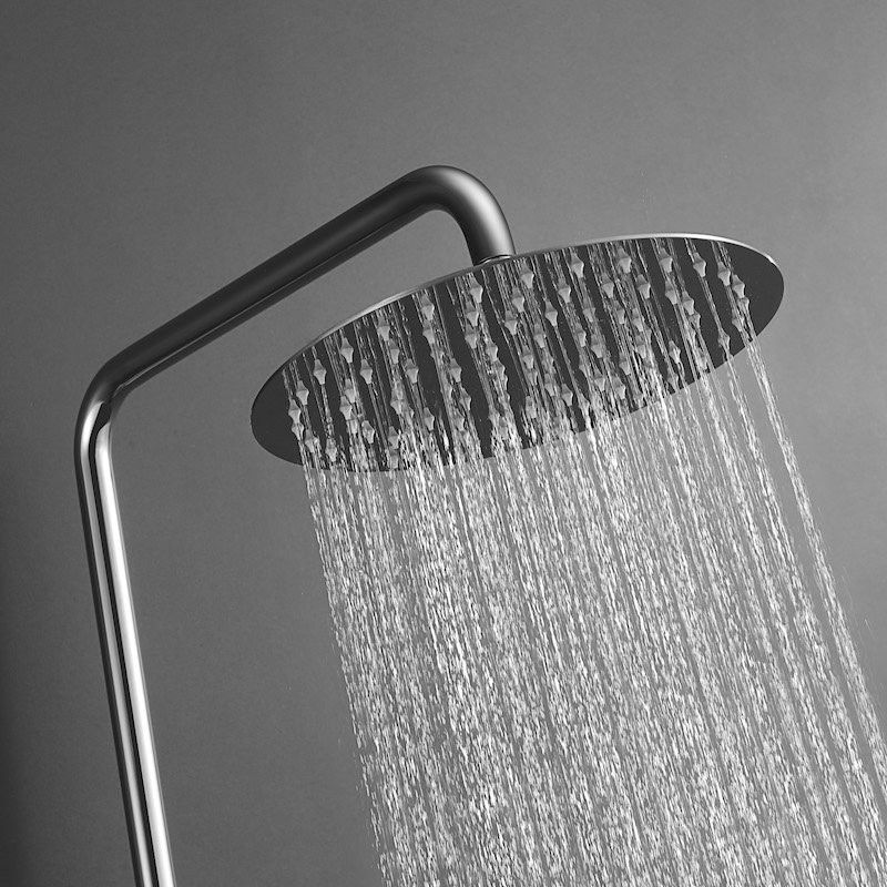 Robinetterie de douche thermostatique chrome arrondie avec tête de douche  pluie et douchette