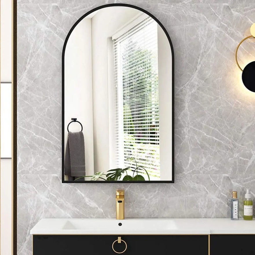 Miroir Arche noir mat pour salle de bain