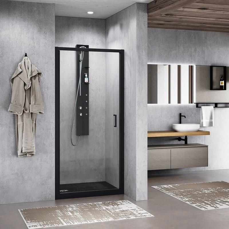 Porte de douche noir mat sur mesure