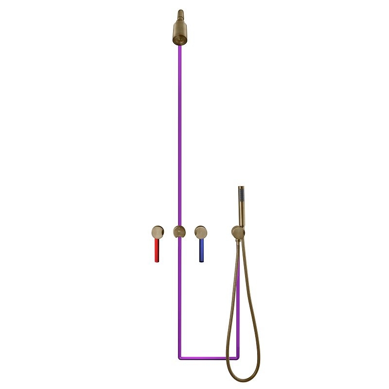 Douche encastré or brossé