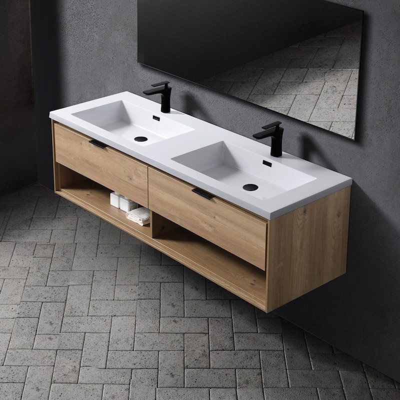 Meuble salle de bain 160 double vasques avec niche