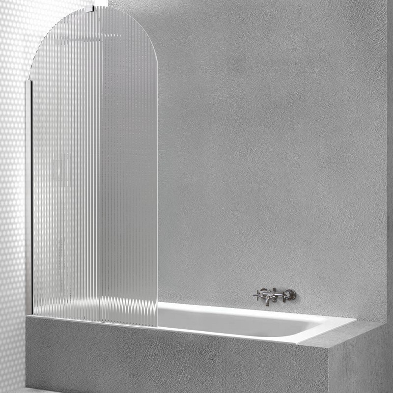 Pare baignoire striée chrome avec verre arche 