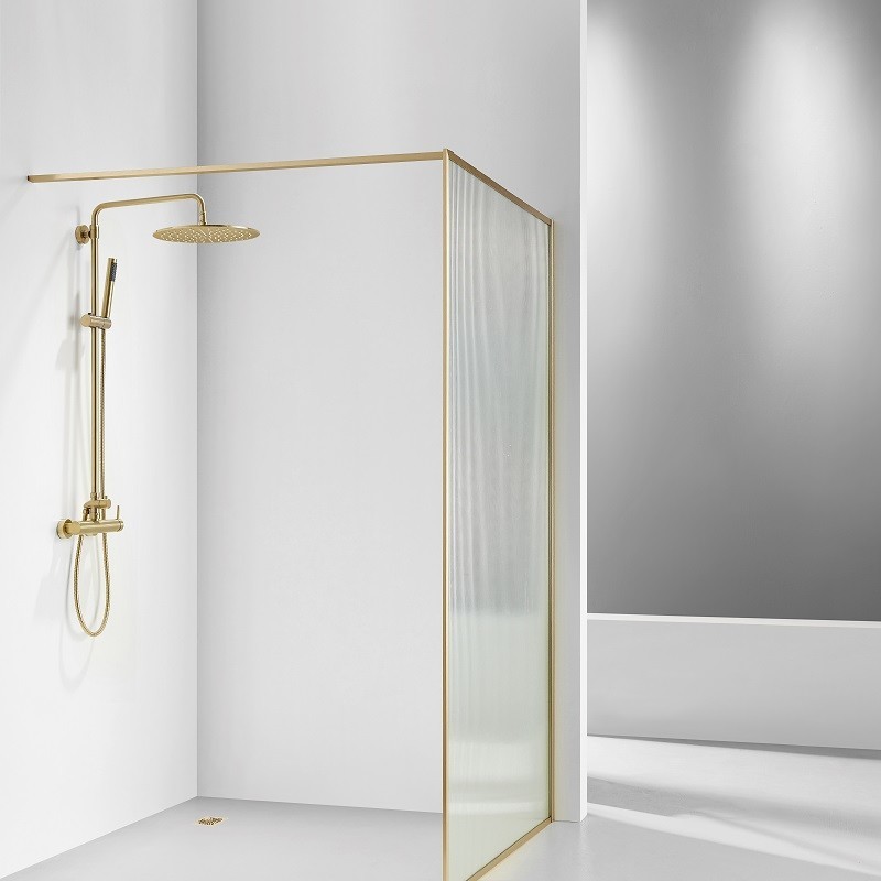 Colonne de douche murale en laiton doré brossé pour salle de bains