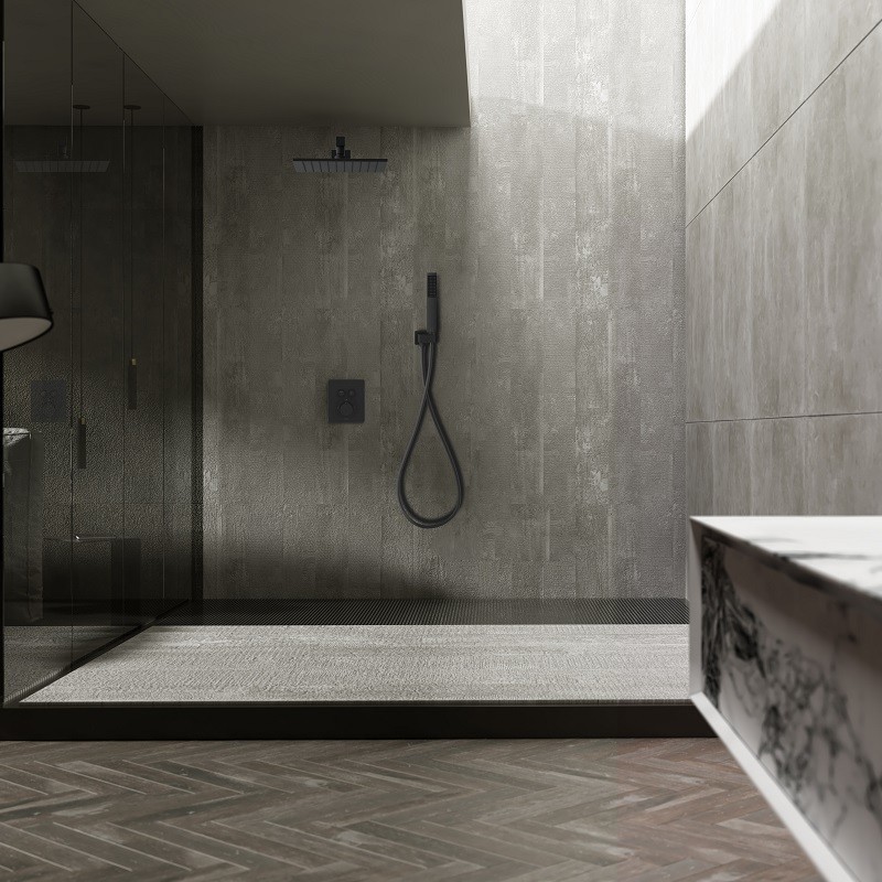 Colonne de douche encastrable thermostatique noir mat