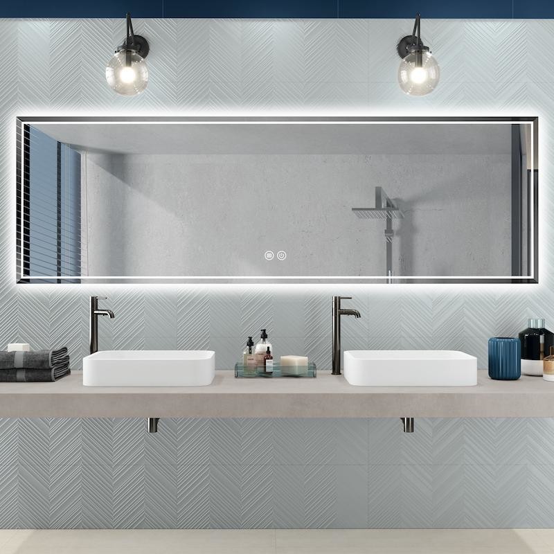 Miroir salle de bain lumineux anti-buée rectangle