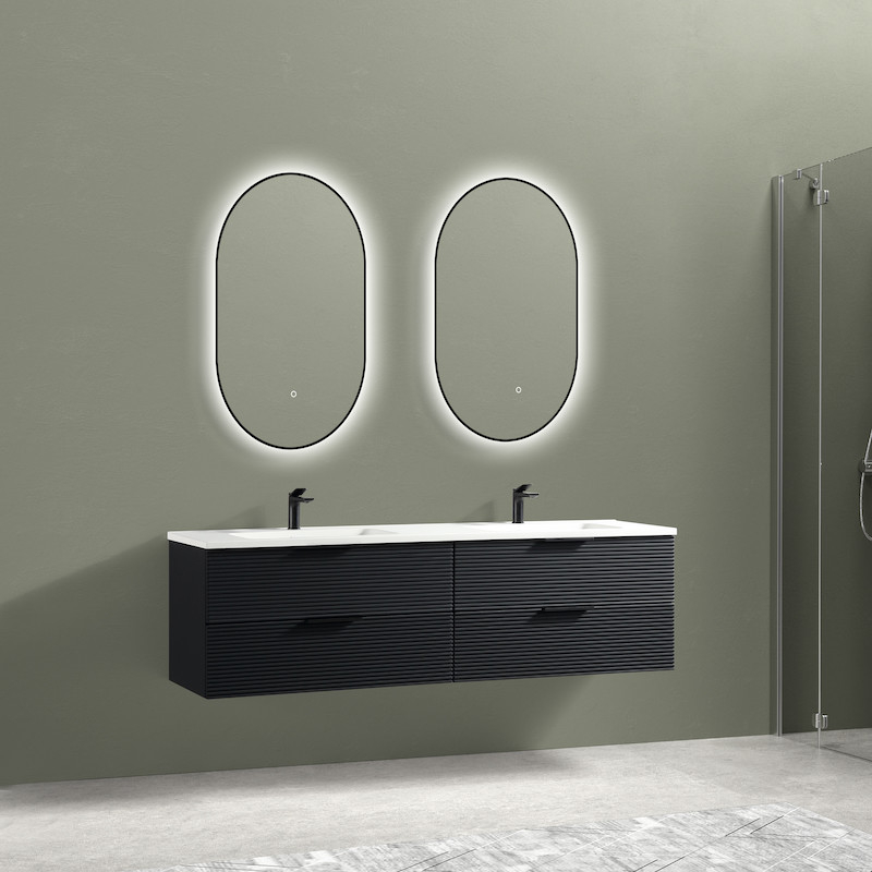 Plan de toilette noir mat 