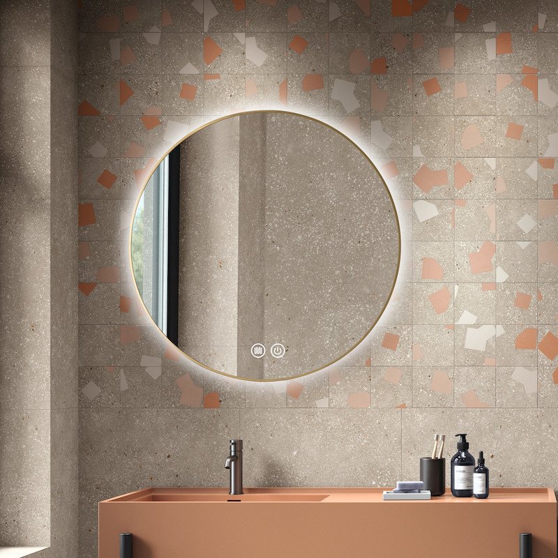 Miroir coin arrondi de Salle de bain coin arrondi LED miroir avec éclairage  120*70cm