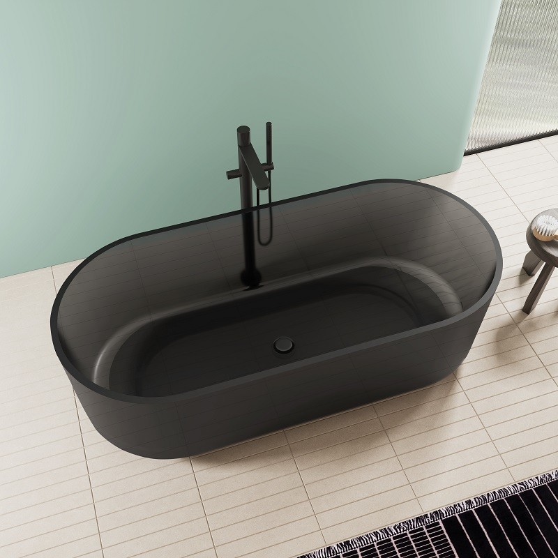 Baignoire transparente noire Antoni 170 cm
