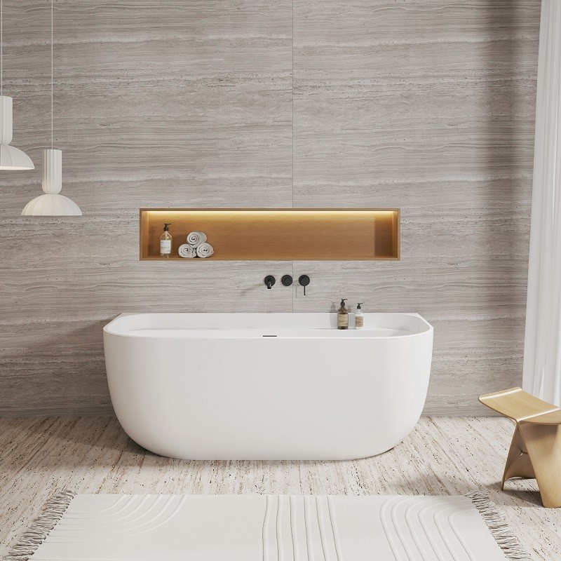 Baignoire semi-îlot Curve blanc mat 170 cm