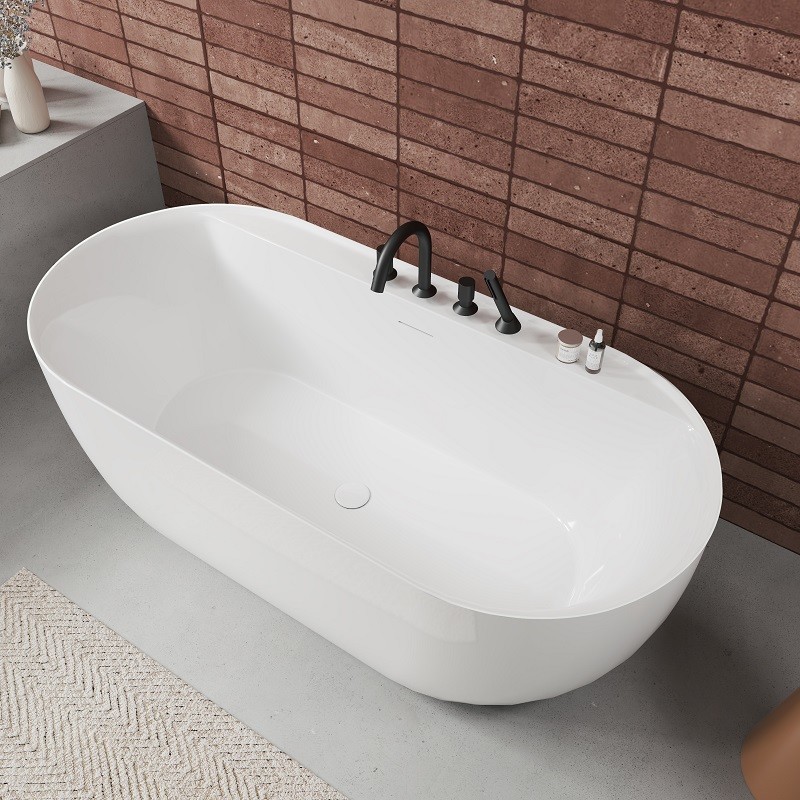 Baignoire îlot blanc brillant Acoda 170 cm