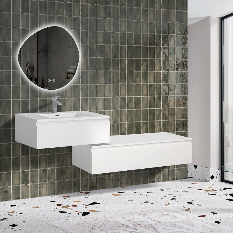 Meuble salle de bain vasque 140 cm à gauche 