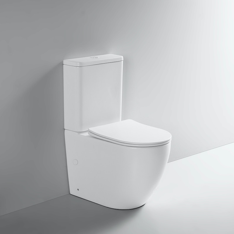 WC à Poser NAGILAM - Céramique Blanc Mat - Évacuation Horizontale - Avec Abattant Frein De Chute - Dimensions L69 X H78,5 X P39 Cm - Livré Avec Chasse D'eau