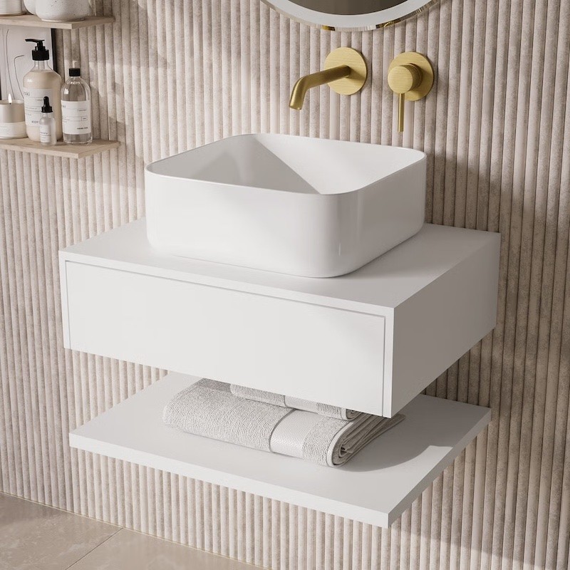 Vasque blanc brillant Cube 37,5 cm