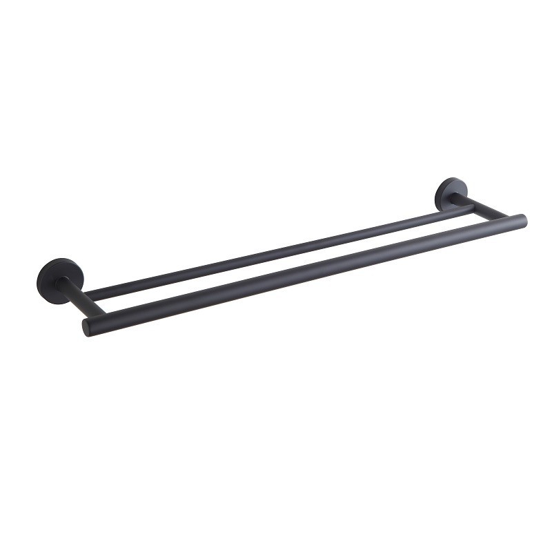 Double porte-serviettes noir mat