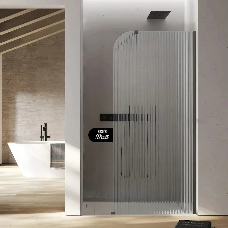 Paroi de douche fixe cannelé Luna gun metal