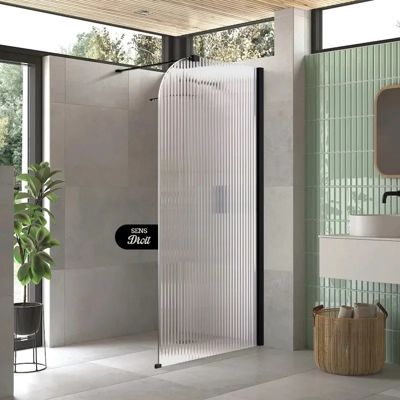 Paroi de douche fixe cannelé Luna noir mat