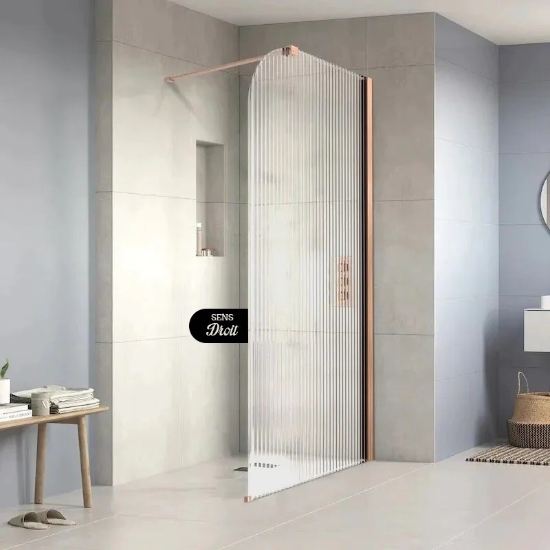 Paroi de douche fixe demi cercle rose