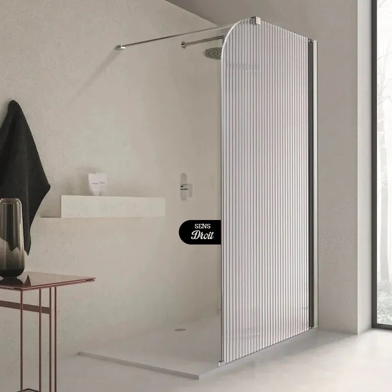 Paroi de douche fixe cannelé Luna chromé