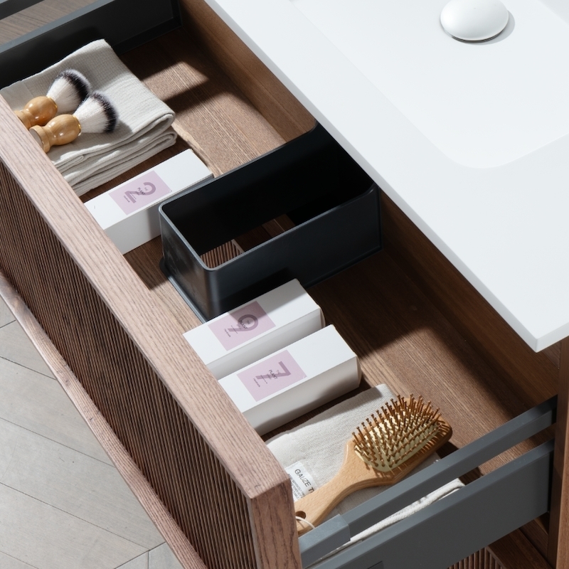 Witte Corian wandwastafel 150 cm 