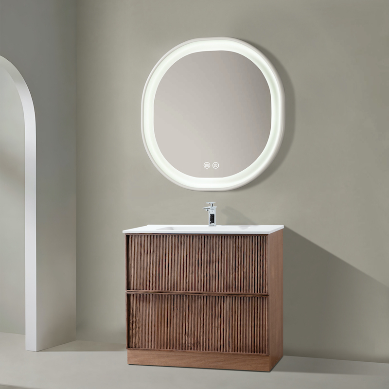 Wandgemonteerde solid surface wastafel 