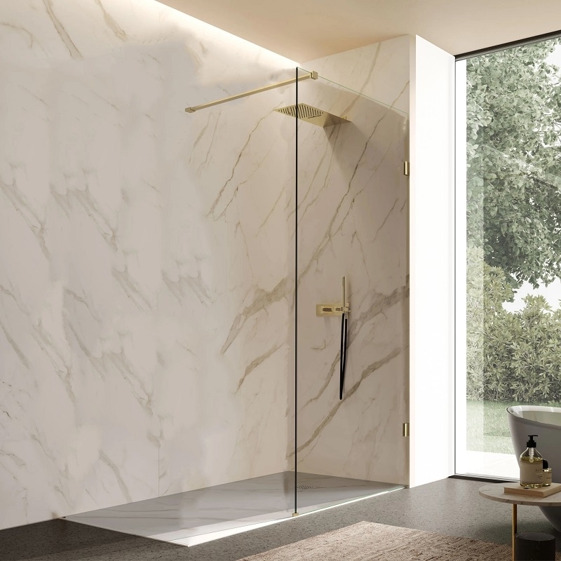 Antieke geborstelde gouden inbouwmengkraan