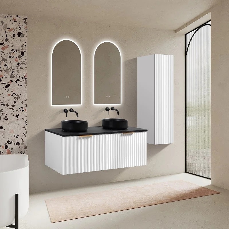 Meuble Stripes blanc 140 cm plan