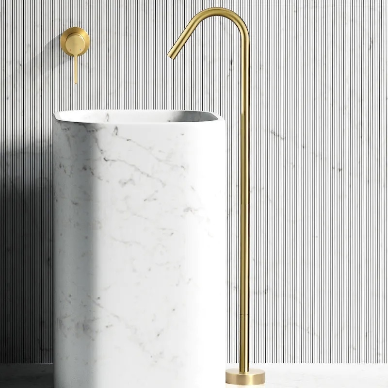 Mitigeur sur pied Totem doré brossé