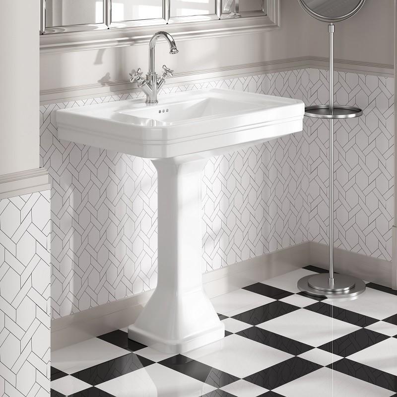 Lavabo rétro en céramique 80 cm Haussman