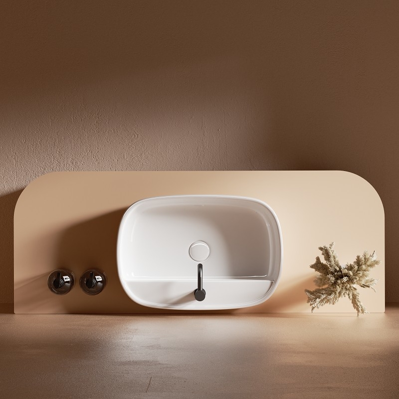 Vasque à poser sabot avec plage de robinet 55 cm