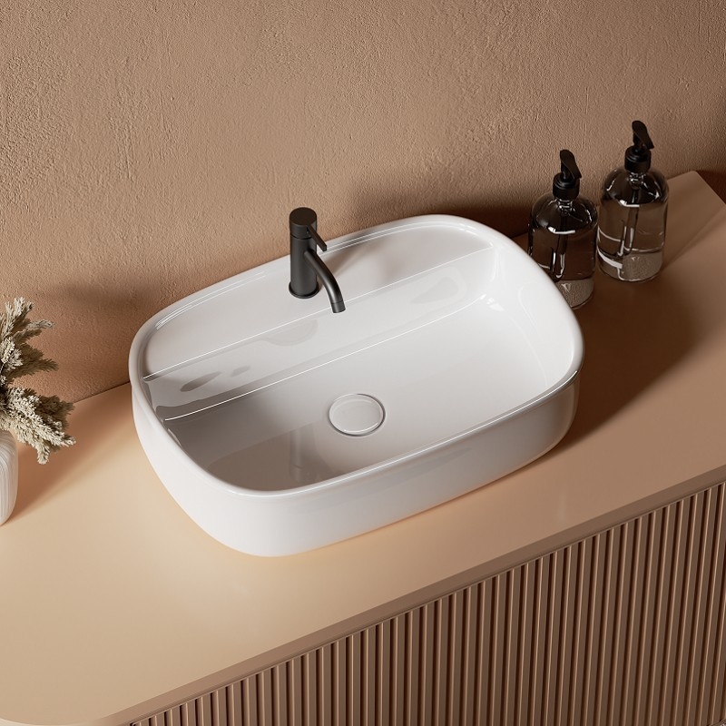 Vasque à poser sabot avec plage de robinet 55 cm