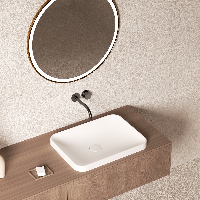 Vasque semi encastrée rectangle Yuno 50 cm