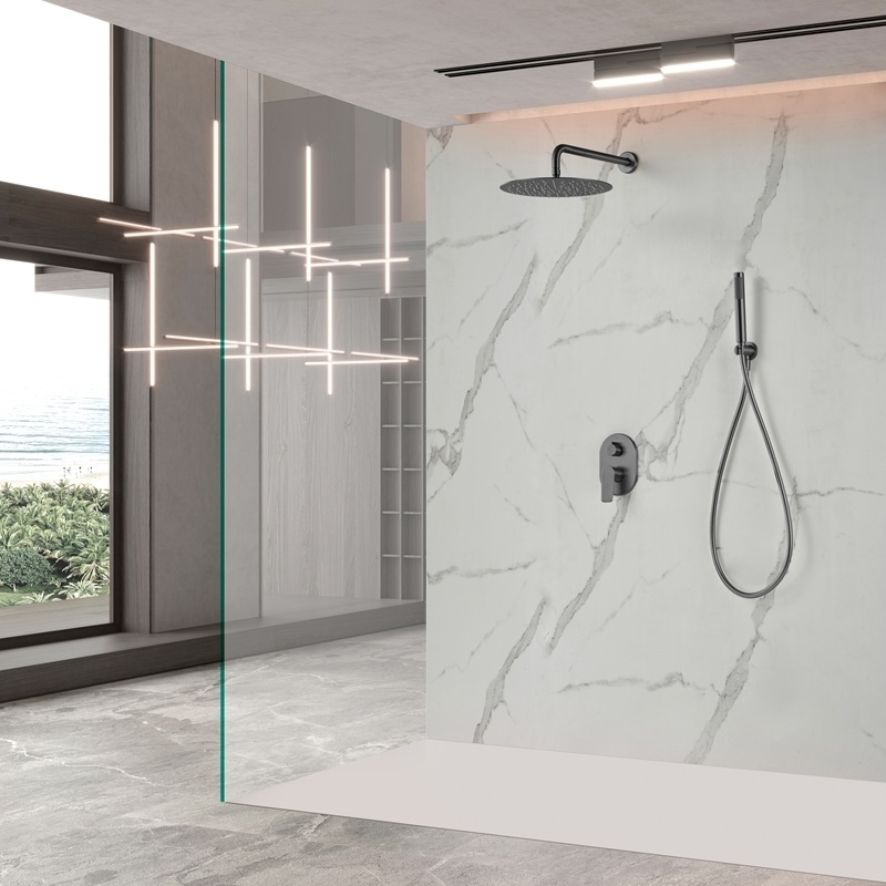 Kit de douche encastrable Flat mural rond