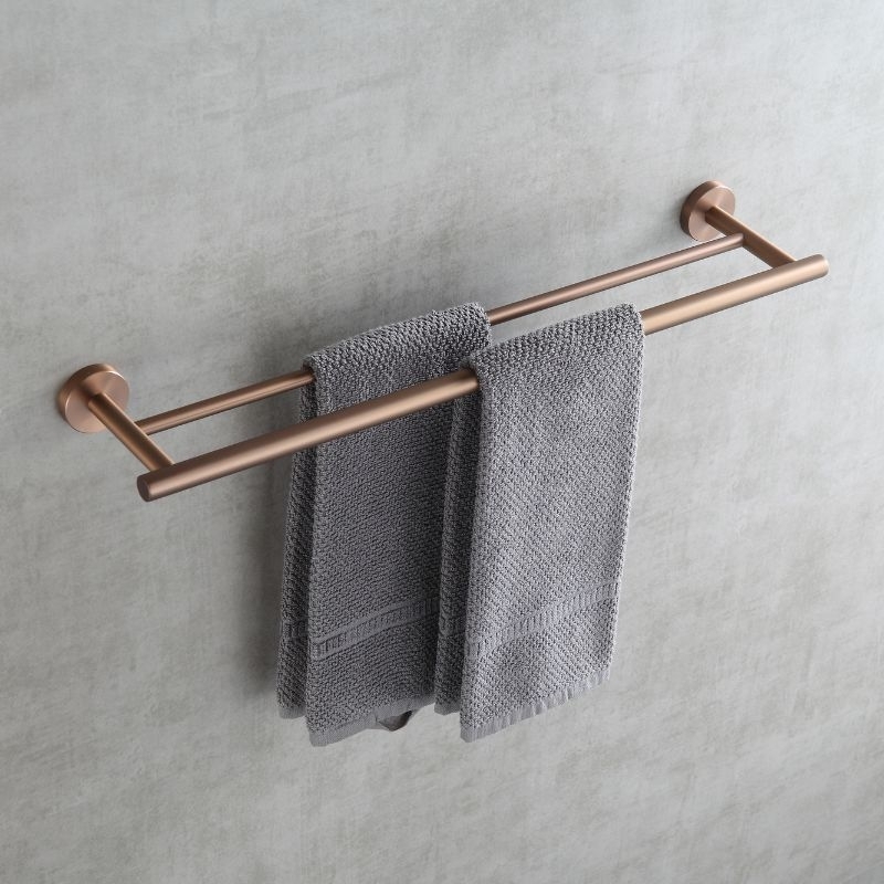 Double porte-serviettes bronze brossé