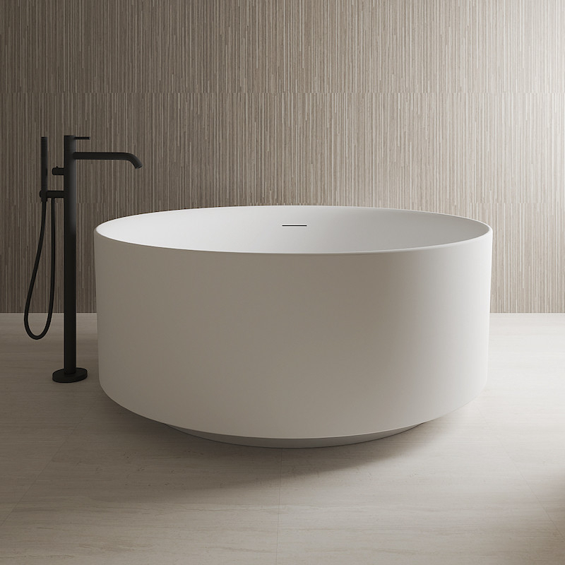 Baignoire ilot ronde Cenote blanc Mat 130 cm