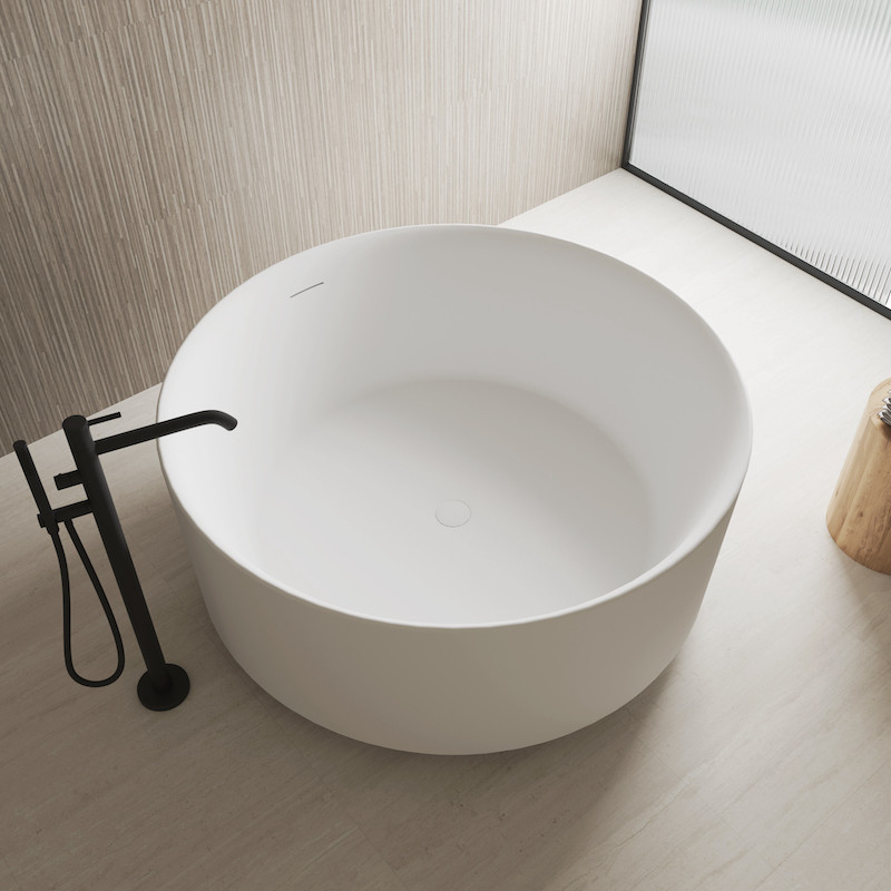 Baignoire ilot ronde Cenote blanc Mat 130 cm