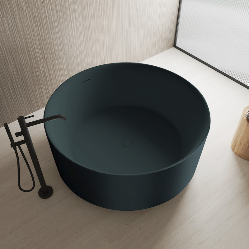 Baignoire ilot ronde Cenote black sea Mat 130 cm