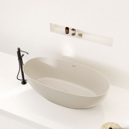 Baignoire îlot Dune 160 cm solid surface beige argille