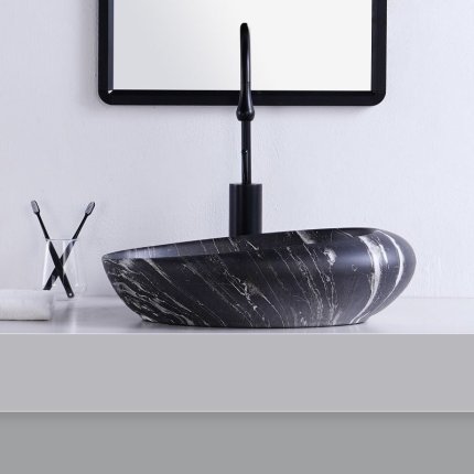 Vasque à poser effet marbre noir Marbella 49 cm