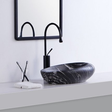 Vasque à poser effet marbre noir Marbella 49 cm