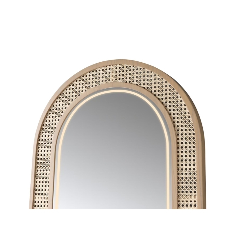 Miroir éclairé Rotin