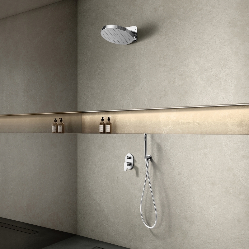 Kit de douche Flat Rain chrome brillant