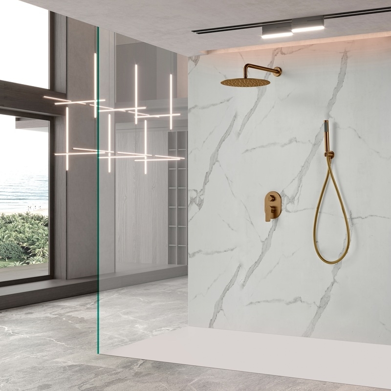 Douche encastrable bronze brossé