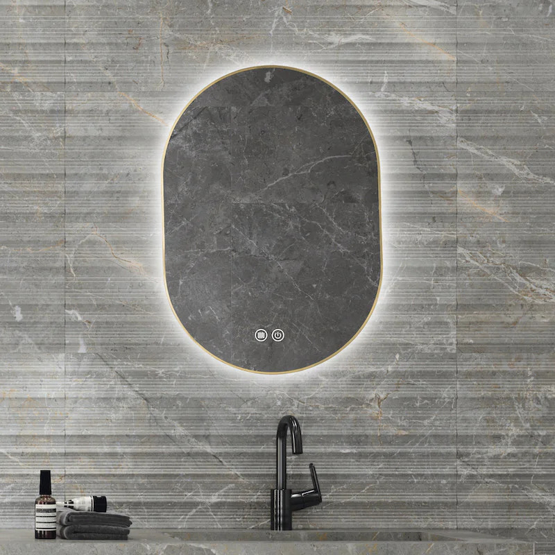Miroir avec LED doré