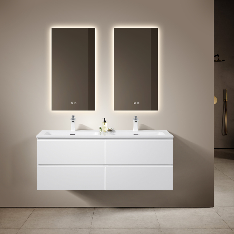 Meuble Alia 120 blanc Double vasque blanc brillant